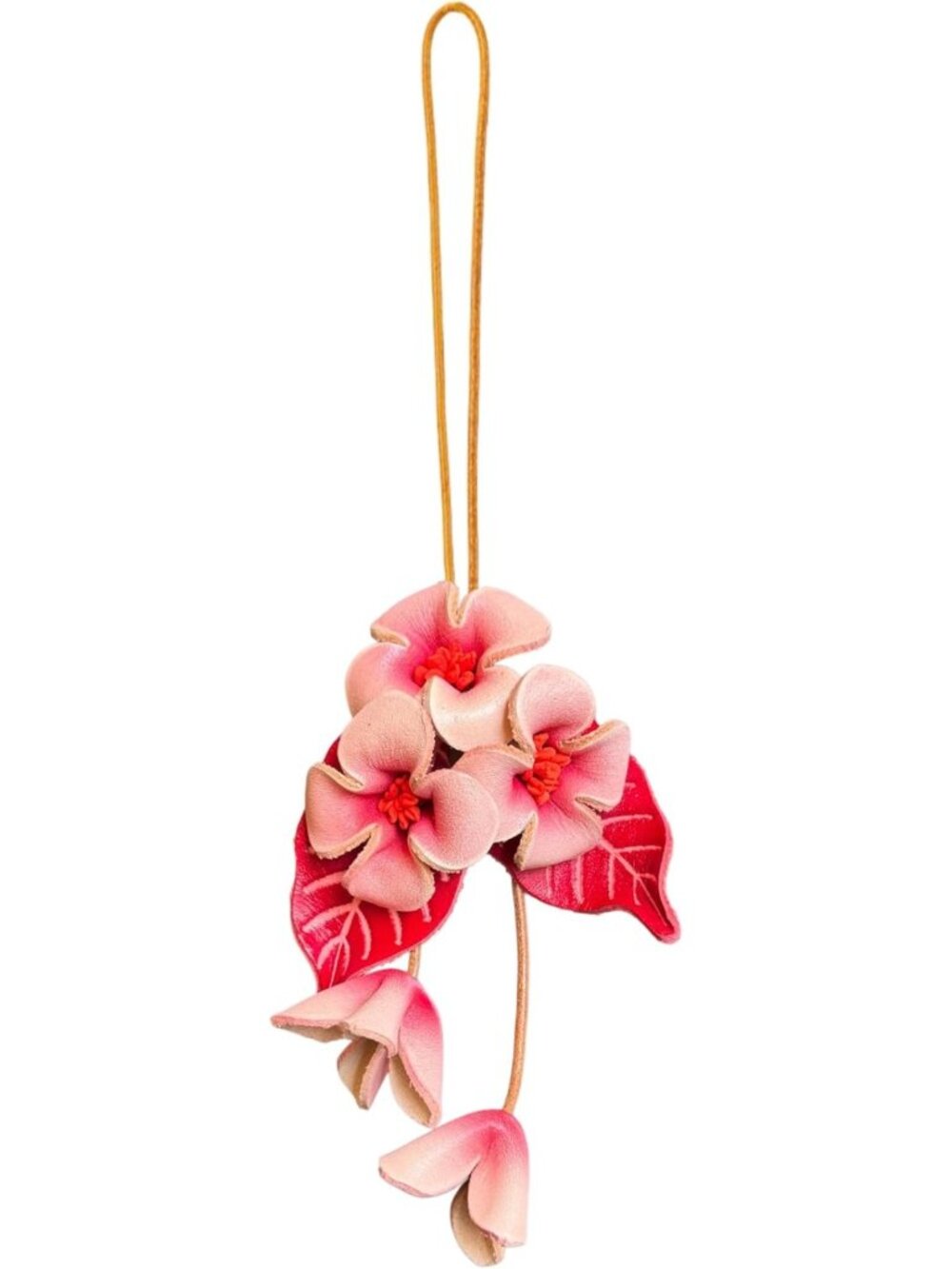 Boho Genuine Leather Flower Keychain | Cute Bag Charm for Handbag & Purse